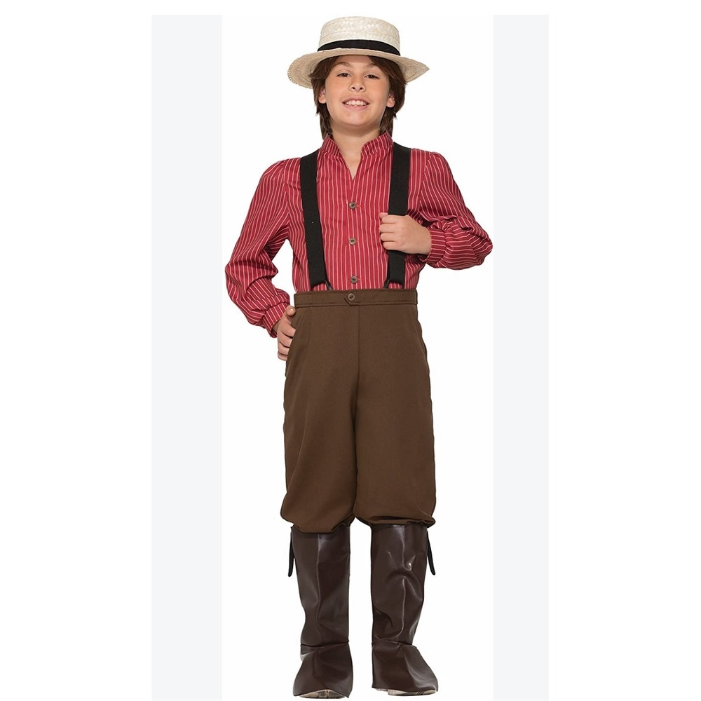 Forum Novelties Pioneer Boy Costume Kids Large 12-14 Red Stripe Shirt Pants Set